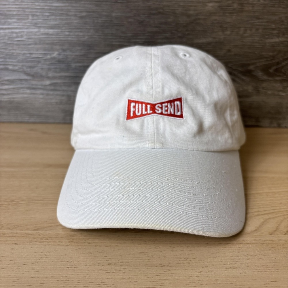 Full Send Hat Cap Strap Back White Embroidered Dad Cap Mens Cotton Streetwear